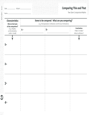 Two-Item Comparison Matrix