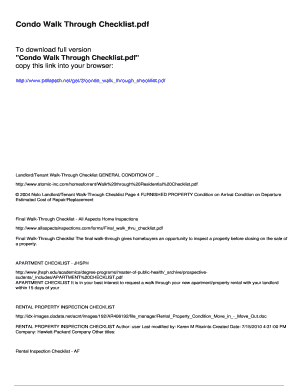 Landlord/Tenant Walk-Through Checklist