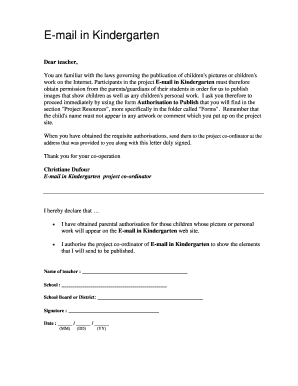 Authorization to Publish Form