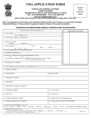 India Visa Application Form