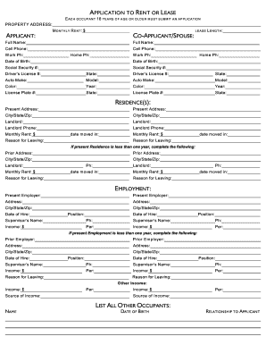Rental Application Form