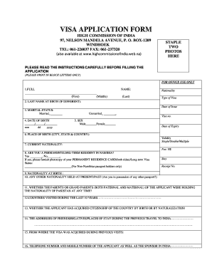 India Visa Application Form