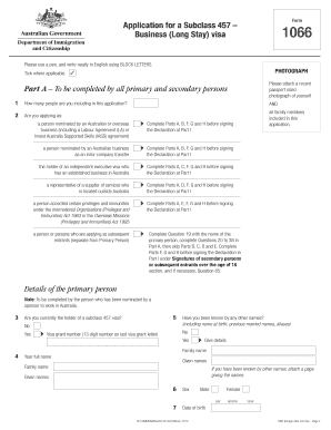 Application for Subclass 457 Visa