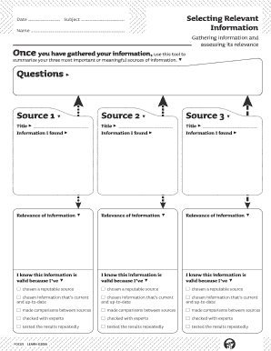 Research Information Relevance Assessment Form