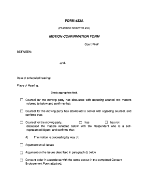 Motion Confirmation Form