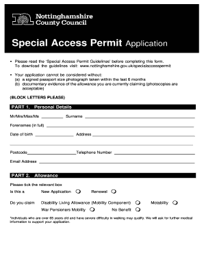 Special Access Permit Application