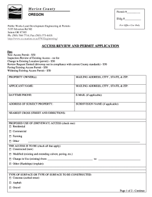 Marion County Access Review and Permit Application