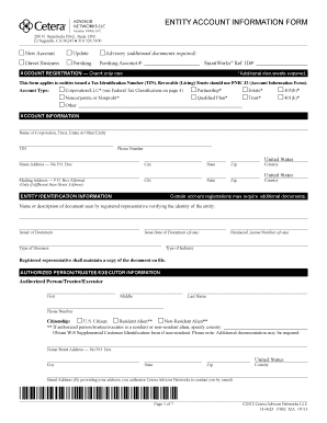 Entity Account Information Form