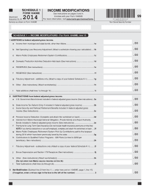 Maine Schedule 1 Income Modifications Form