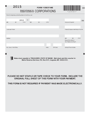 Maine Extension Tax Payment Voucher for Corporations