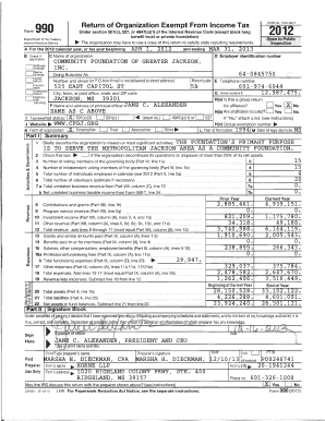 Form 990 Tax Exempt Organization Return