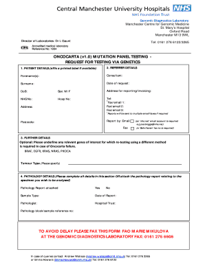 OncoCarta Mutation Panel Test Request Form