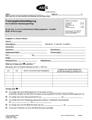 Freizügigkeitsbestätigung für kroatische Staatsangehörige