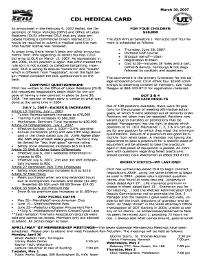 CDL Medical Card Questionnaire