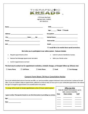 Therapeutic Kneads Client Information Form