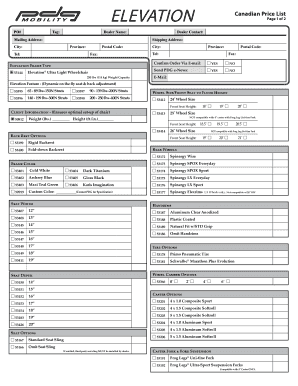 Elevation Wheelchair Order Form
