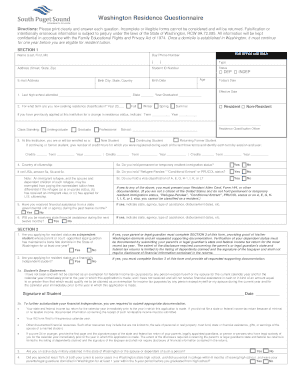 Washington Residence Questionnaire