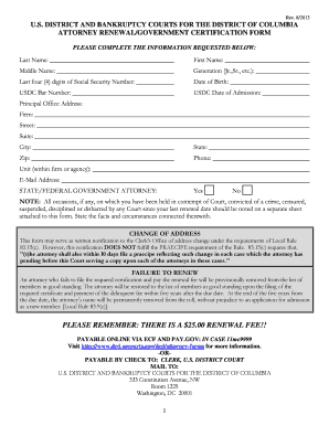 Attorney Renewal Certification Form