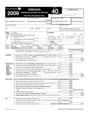 Oregon Individual Income Tax Return Form 40