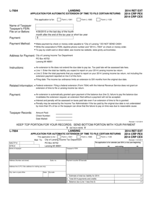Lansing 2014 Tax Extension Application