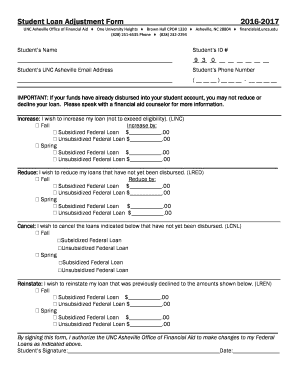 Student Loan Adjustment Form