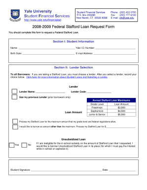 2008-2009 Federal Stafford Loan Request Form