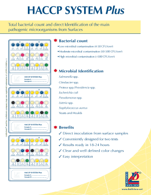 HACCP System Plus Bacterial Test Form
