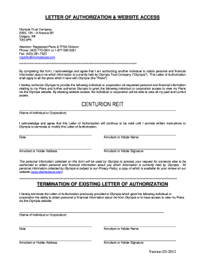 Letter of Authorization & Website Access