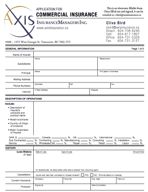Commercial Insurance Application Form