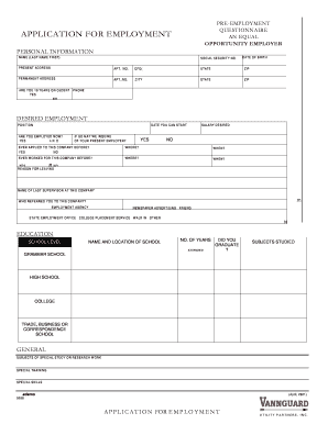 Employment Application Form