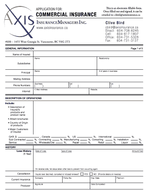Commercial Insurance Application Form