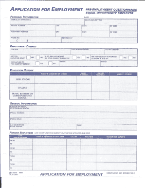 Employment Application Form