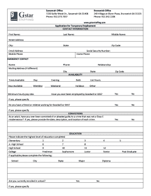 Application for Temporary Employment