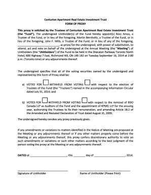 Centurion Apartment REIT Proxy Form