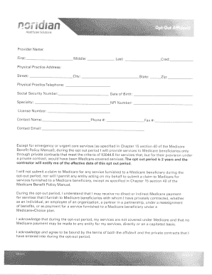 Medicare Opt-Out Affidavit