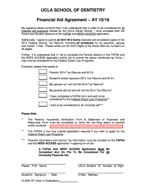 UCLA Dental School Financial Aid Agreement