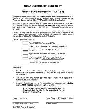 UCLA Dental School Financial Aid Agreement
