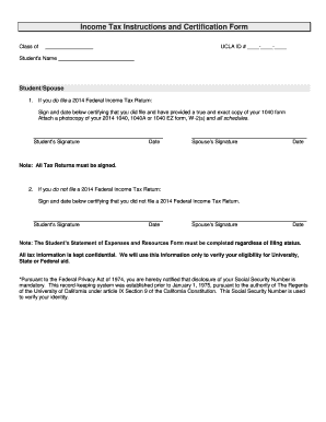UCLA Income Tax Certification Form