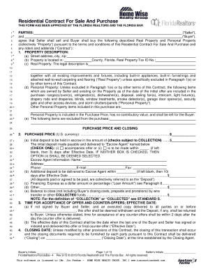 Florida Residential Contract For Sale And Purchase