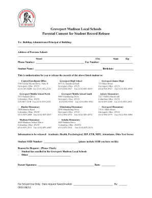 Parental Consent for Student Record Release