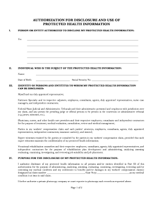 Authorization for Disclosure and Use of Protected Health Information