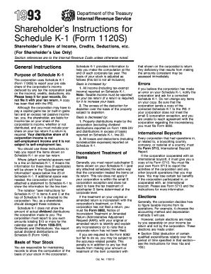 Shareholder's Instructions for Schedule K-1 (Form 1120S)