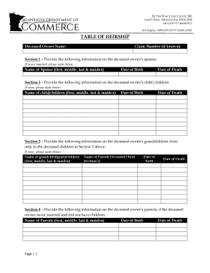 Table of Heirship Form