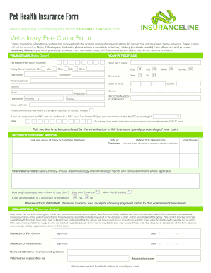 Veterinary Fee Claim Form