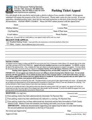 Parking Ticket Appeal Form