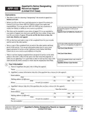 Appellant's Notice Designating Record on Appeal