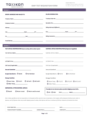 GMP Test Requisition Form