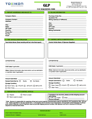 Test Requisition Form