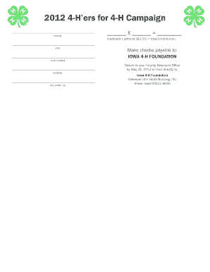 2012 4-H’ers for 4-H Campaign Form