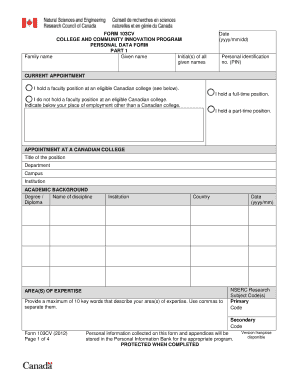 Canadian College Innovation Program Personal Data Form